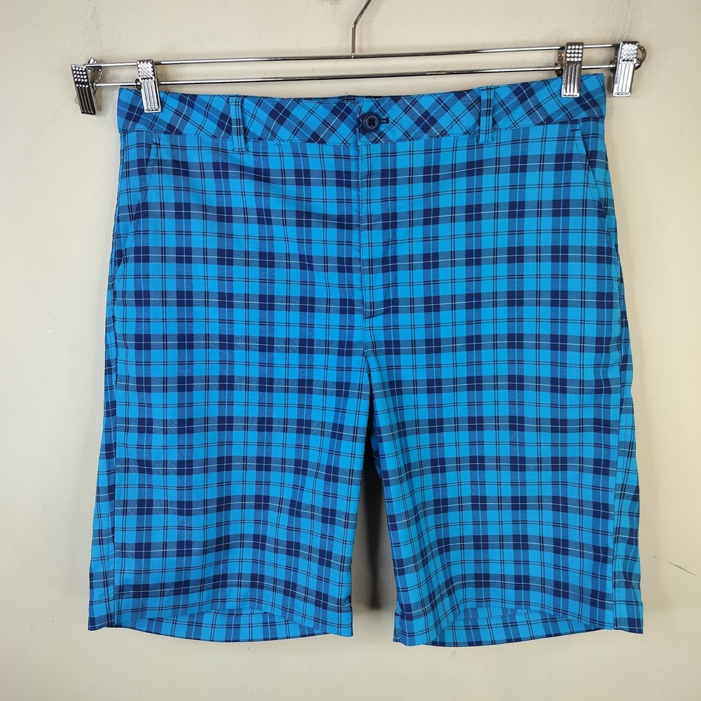 Under Armour Plaid Golf Shorts Size 38 Mens Performance‎ Athletic Preppy Blue